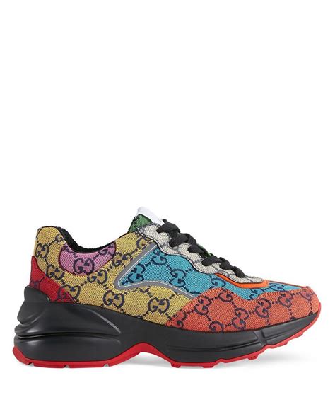 gucci multicolor gg rhyton sneakers|Gucci rhyton distressed sneakers.